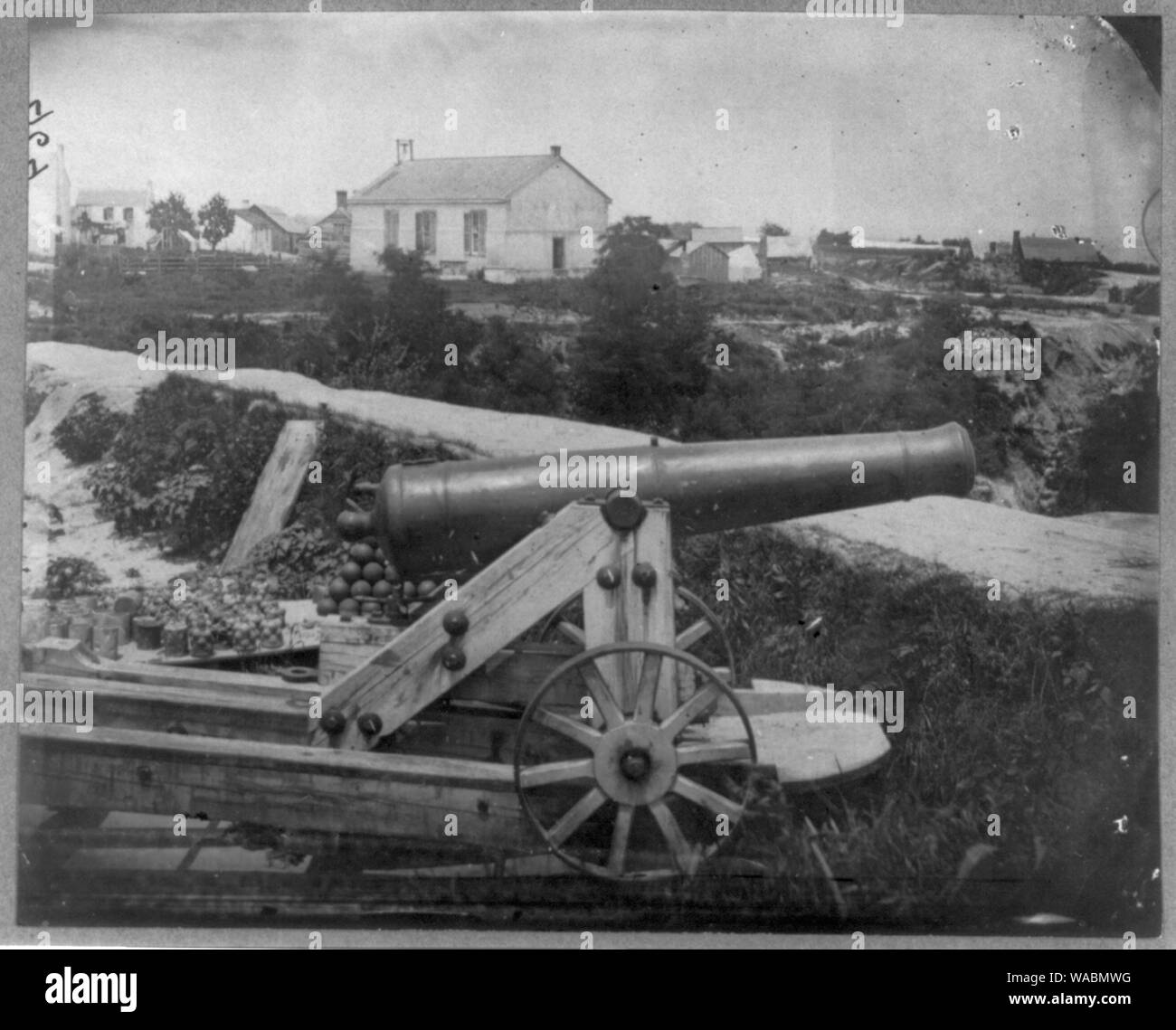 Confederate naval battery at Yorktown, Va.; Nelson Church hospital (in