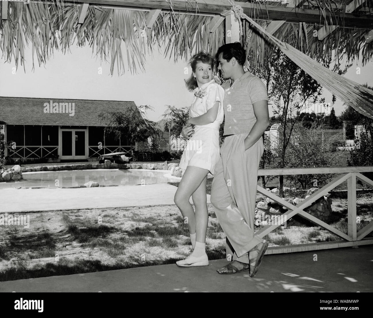 Lucille Ball and husband Desi Arnaz at their home in Chatsworth