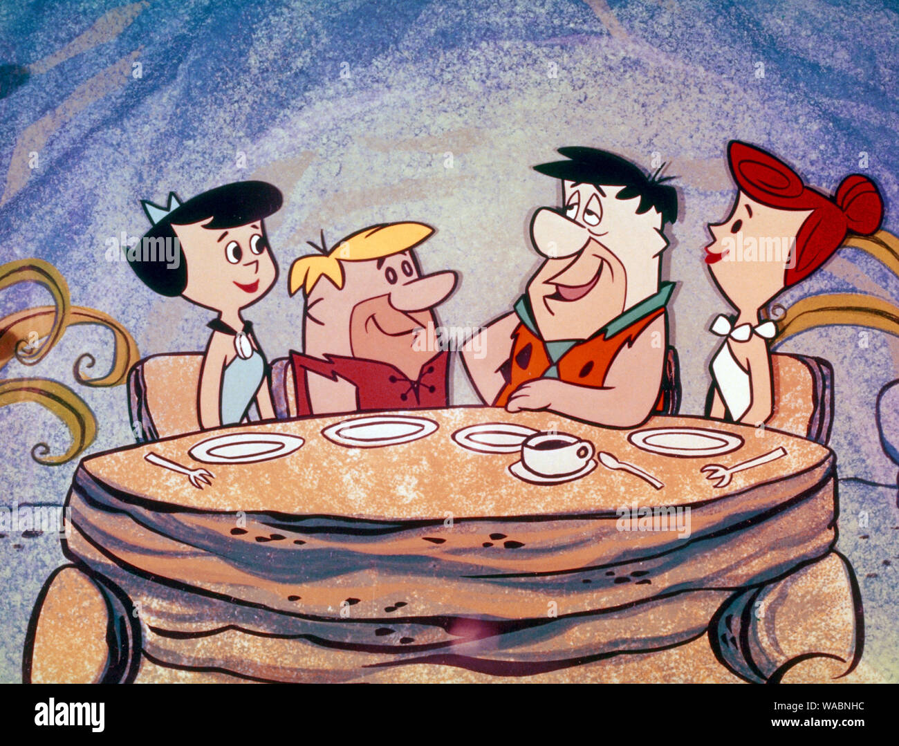 Betty Rubble, Barney Rubble, Fred Flintstone, Wilma Flintstone , 'The Flintstones' (circa 1960) Hanna-Barbera /Screen Gems  File Reference # 33848-347THA Stock Photo