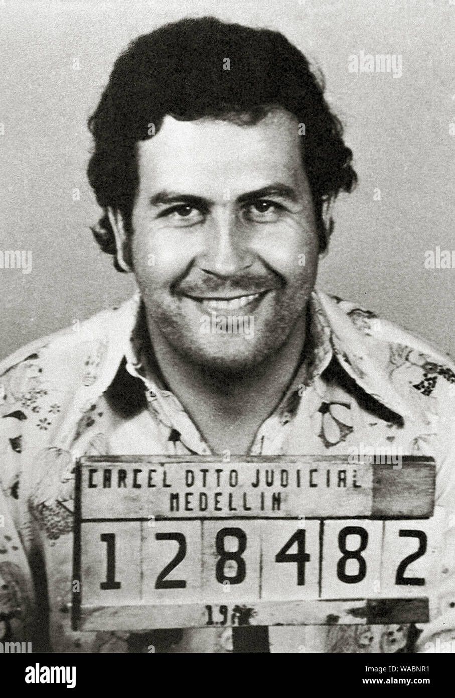 Police booking photo (Mugshot) of Pablo Escobar Gaviria taken in 1977 by  the Medellín Control Agency File Reference # 33848-038THA Stock Photo -  Alamy