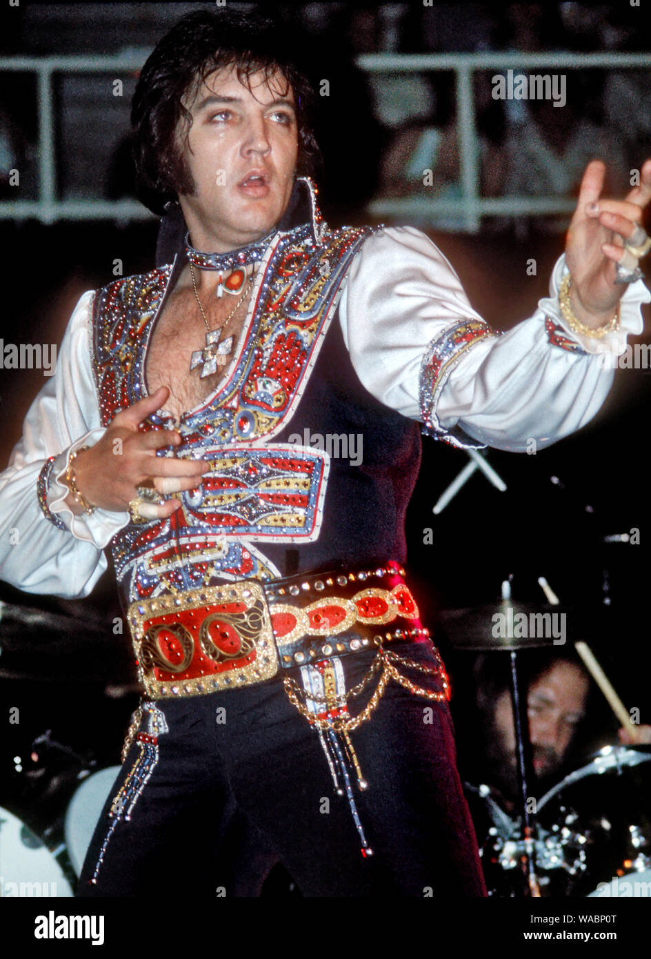 Elvis Presley performs on stage on July 23, 1975 in Asheville, North  Carolina File Reference # 33848-199THA Stock Photo - Alamy