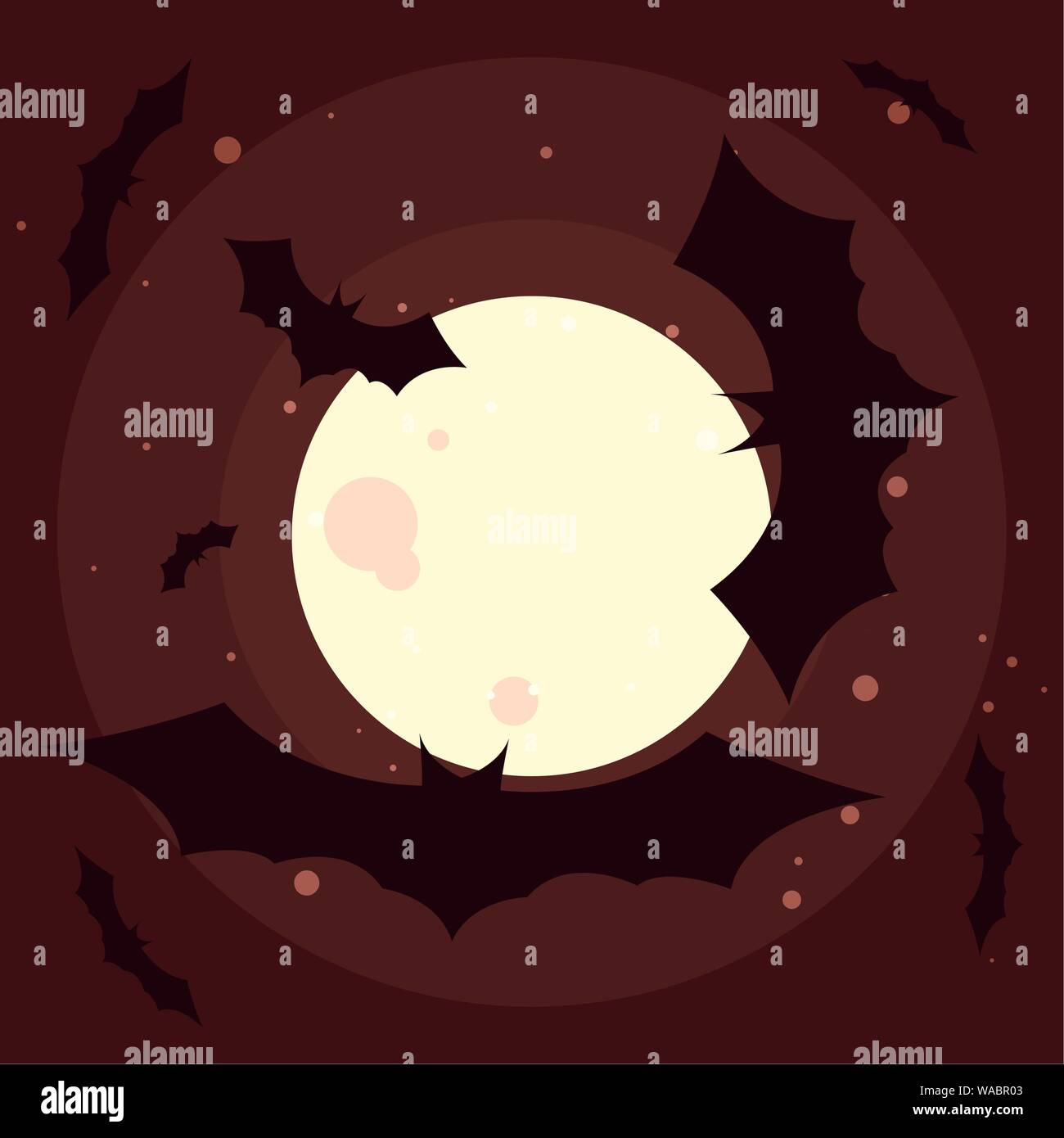 group of halloween bats flying with moon vector illustration design ...