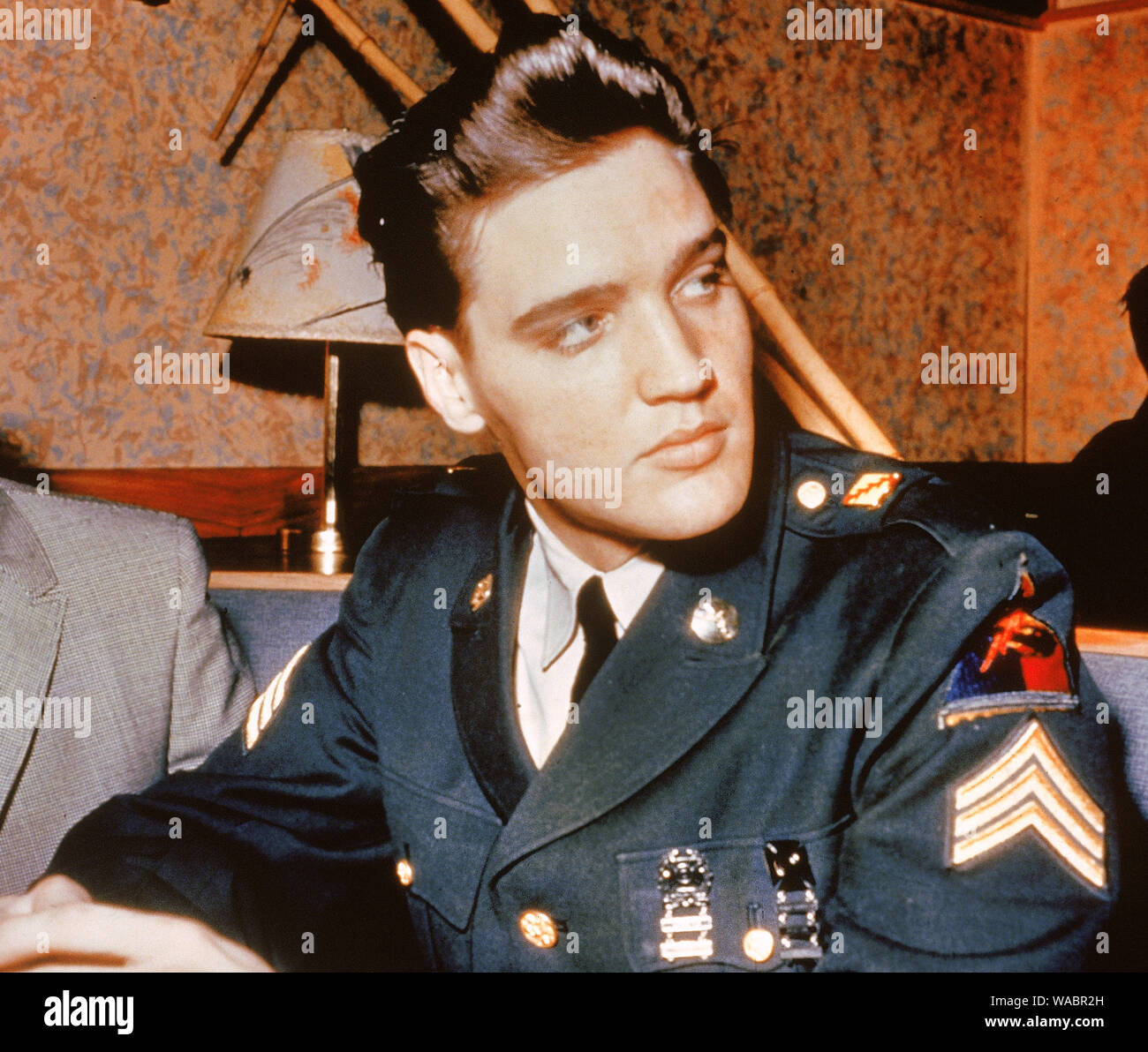 Elvis Presley in his Army uniform, circa 1958 File Reference # 33848-532THA  Stock Photo - Alamy