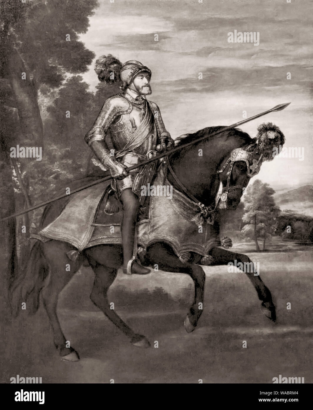 Charles V, 1500 - 1558, Emperor of the Holy Roman Empire, at the Battle of Mühlberg, 1547 Stock Photo