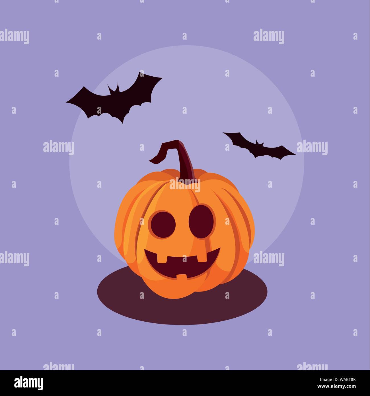 halloween pumpkin with bats flying vector illustration design Stock ...