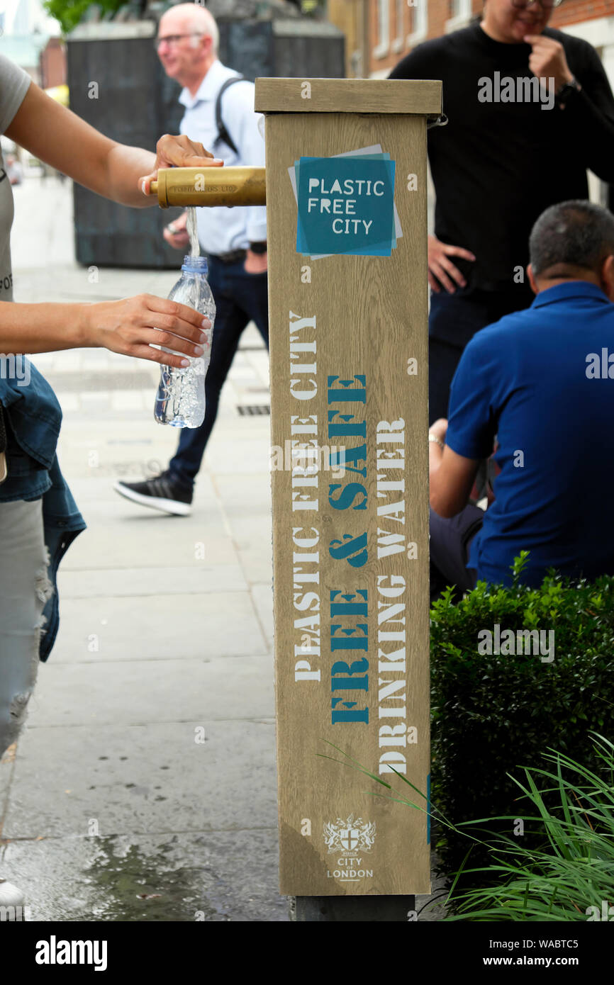 Plastic free drinking water tap in the City of London England UK KATHY