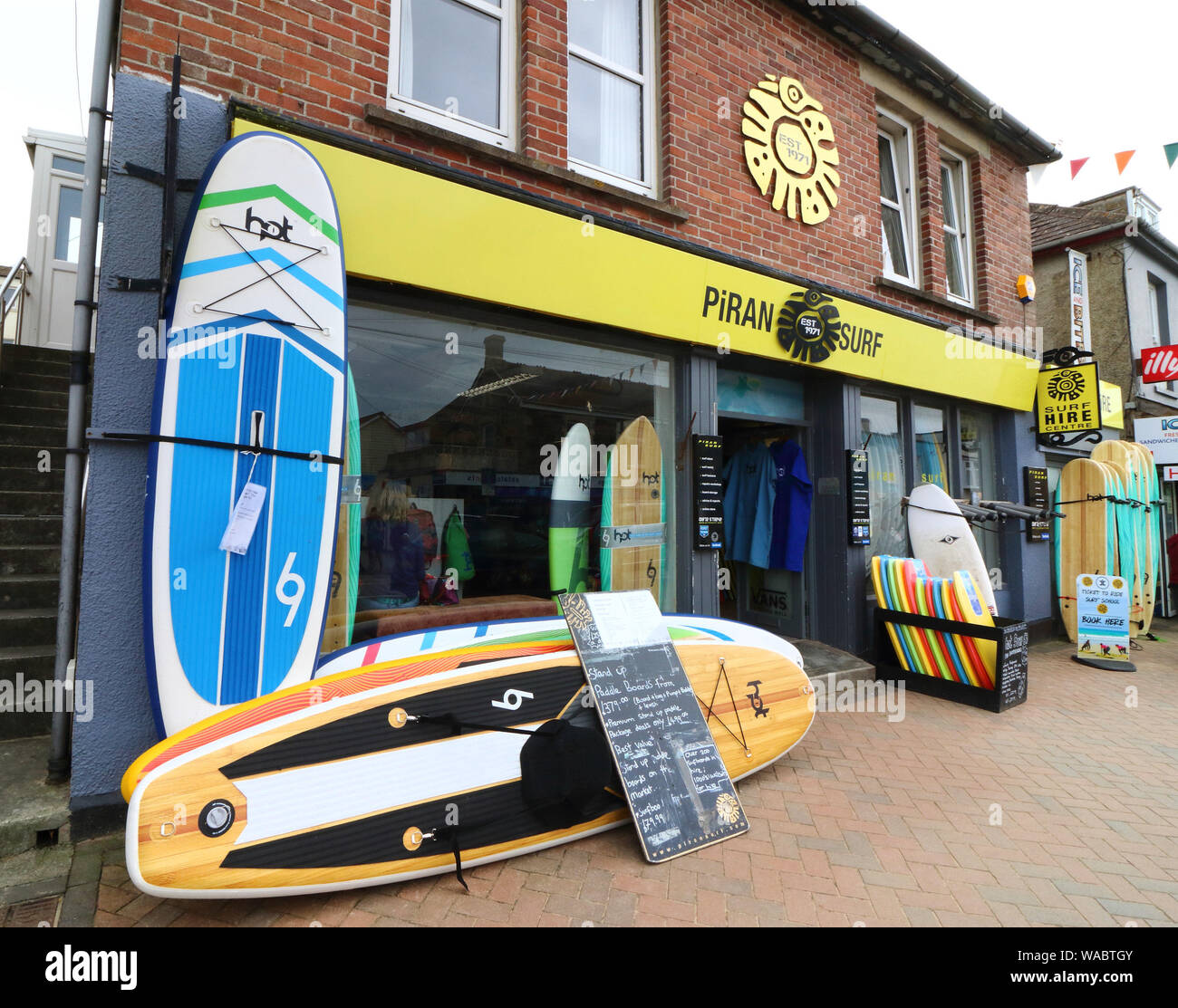 Perranporth Cornwall UK. 16th Aug 2019. Surfboards outside