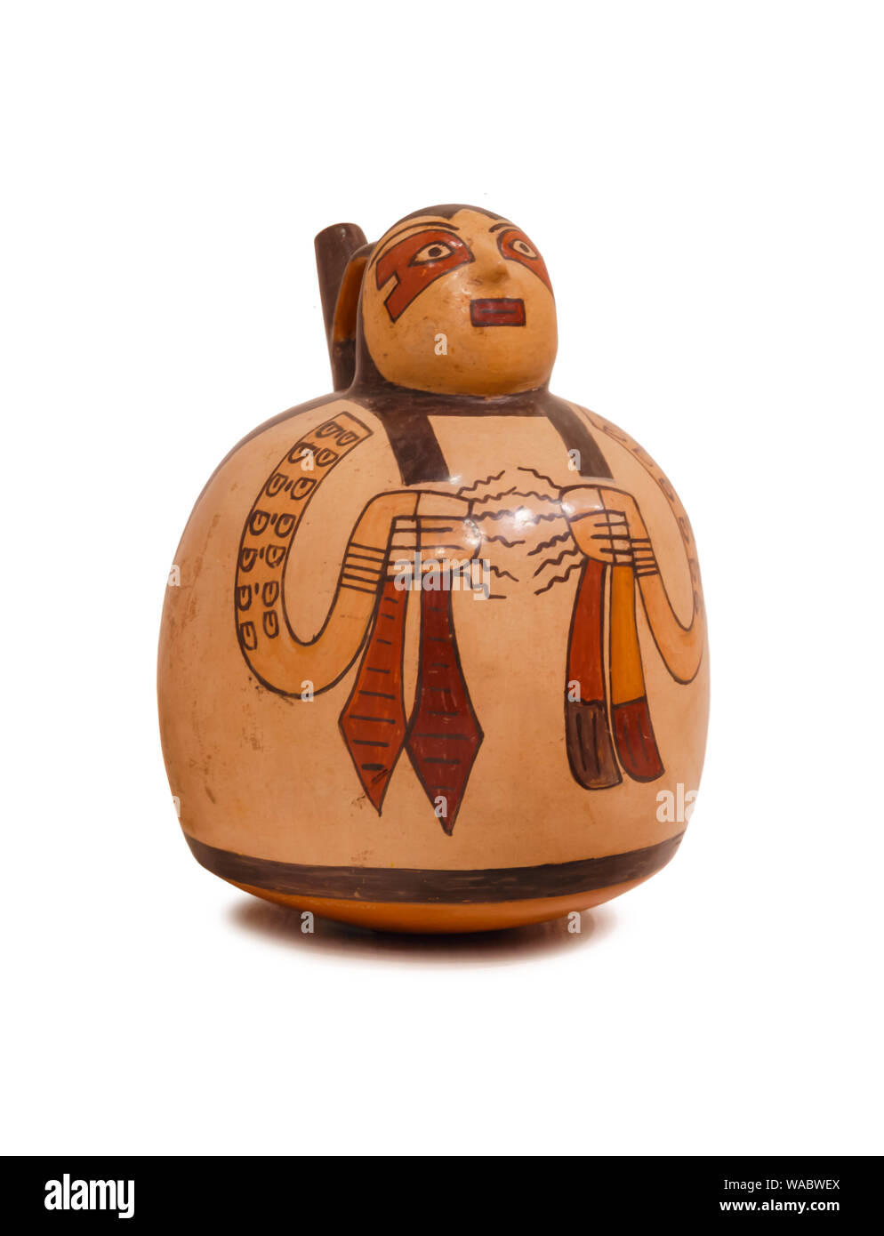 Yekaterinburg, Russia - January 17, 2019: ancient Peruvian ceramic vessel in the form of a shaman, Nazca culture, AD 200-300 Stock Photo