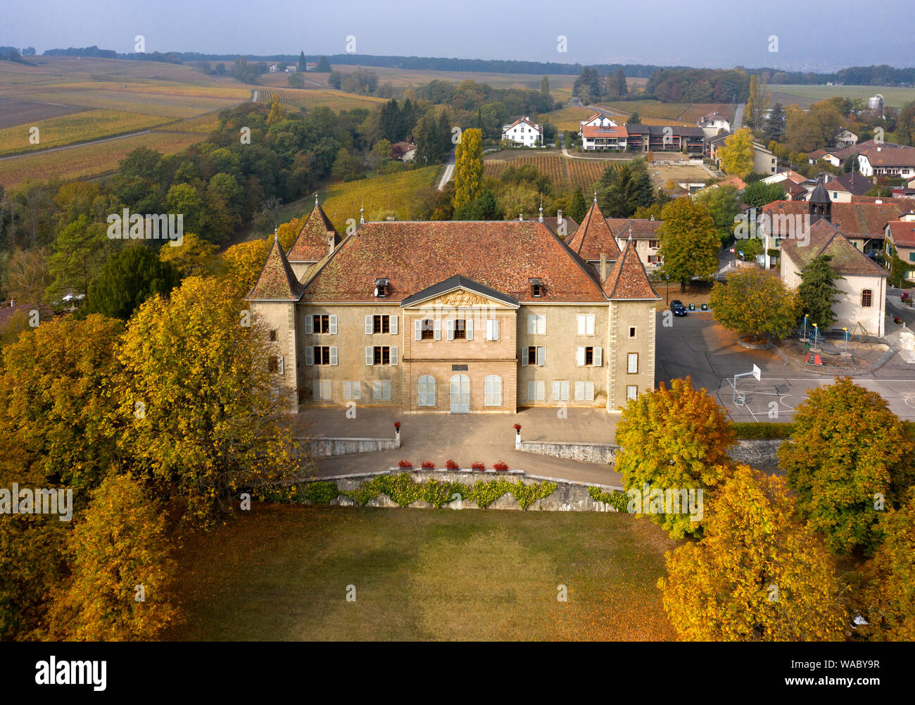 Dardagny Castle, Chateau de Dardagny, Dardagny, Canton of Geneva, Switzerland Stock Photo