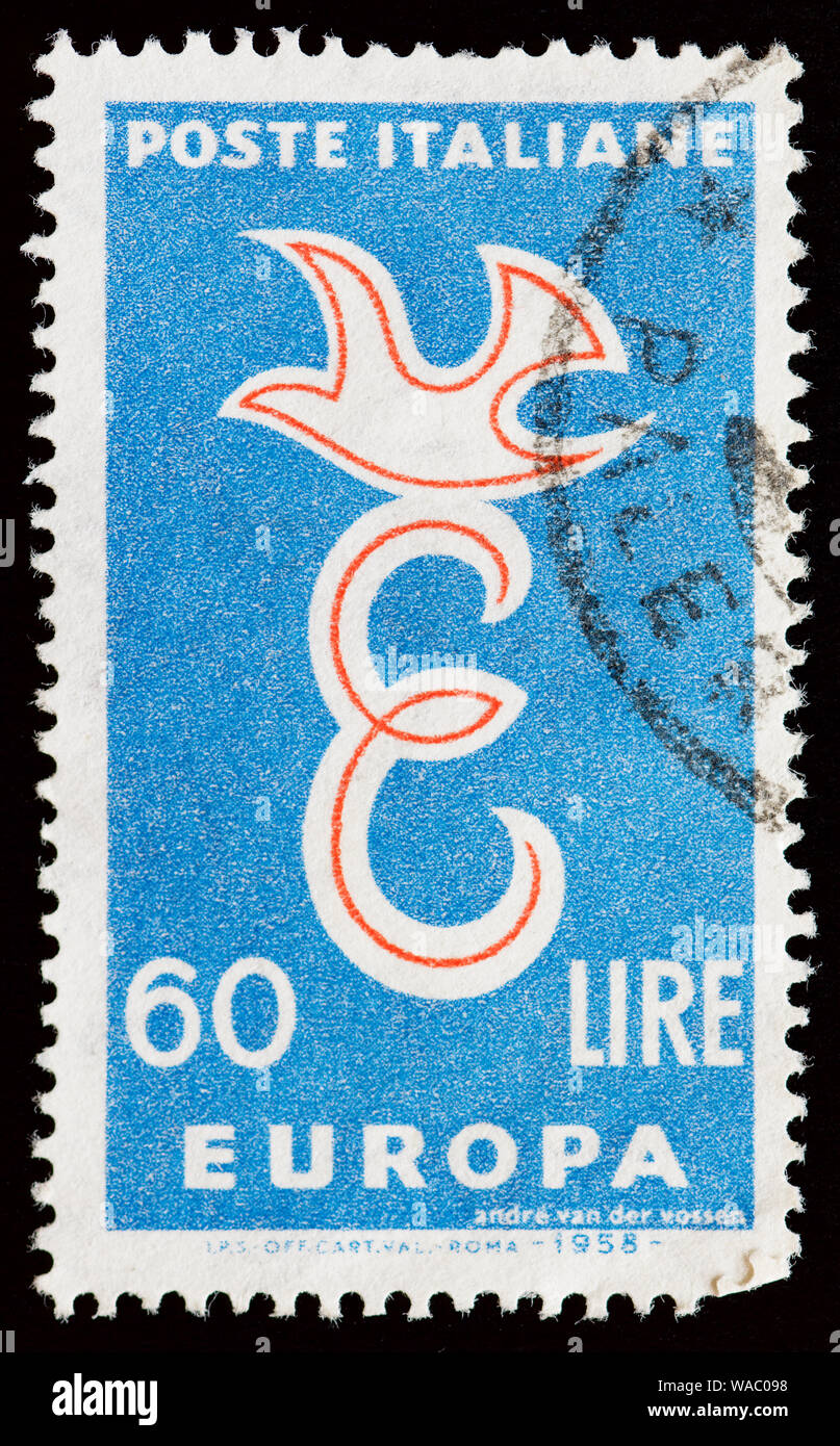 Italy Postage Stamp - C.E.P.T. 1958 Stock Photo