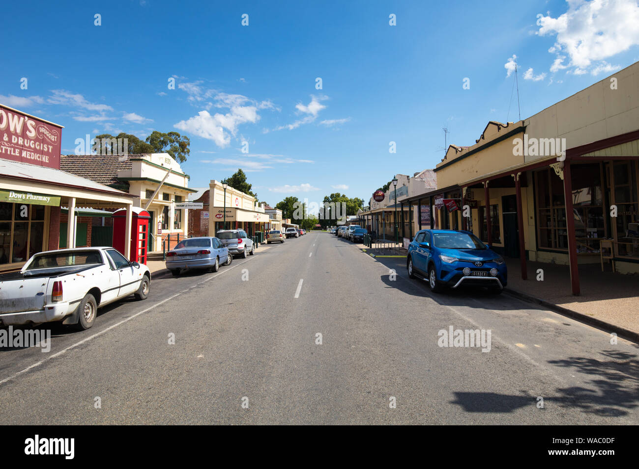 CHILTERN, AUSTRALIA - April 3 2017: The quaint gold mining town of Chiltern in the Victorian High Country in Australia. Stock Photo