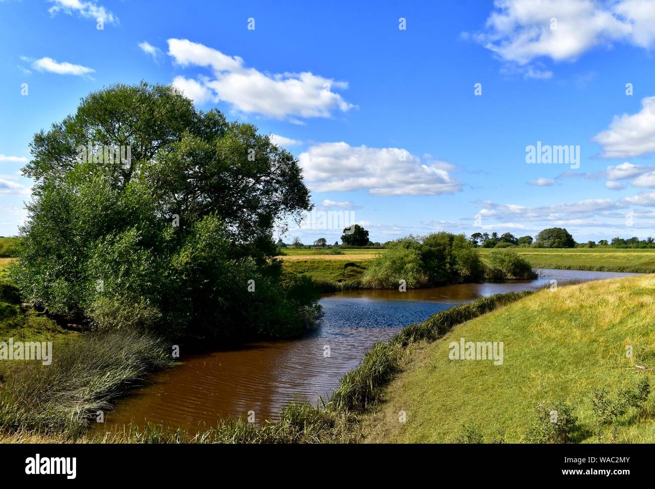 Oxbow lake adjacent to the River Swale at Cundall. Stock Photo