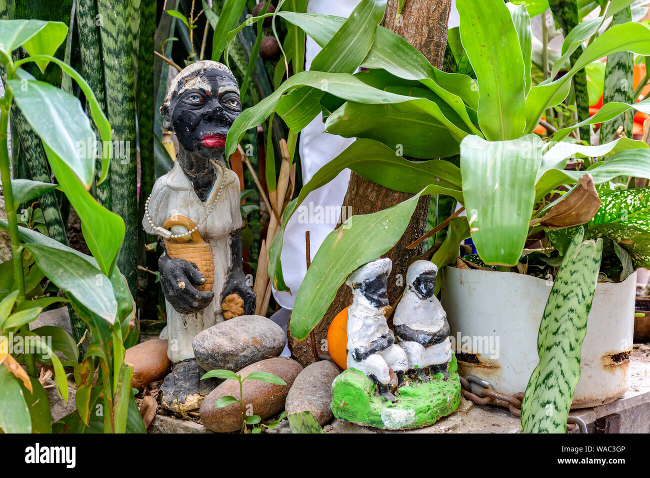 Religious altar of Umbanda, religion of African origin popular in Brazil Stock Photo