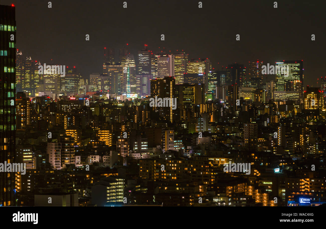 Night view of Shinjuku modern skyline Stock Photo