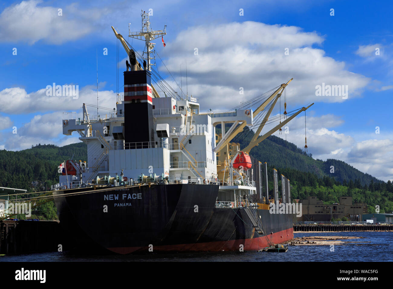 Loading logs on ship, Port Alberni, Vancouver Island, British Columbia