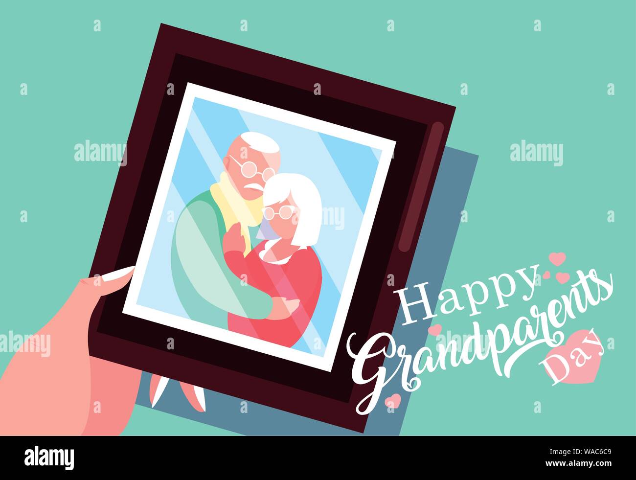 happy grandparents day poster with photo of old couple vector ...