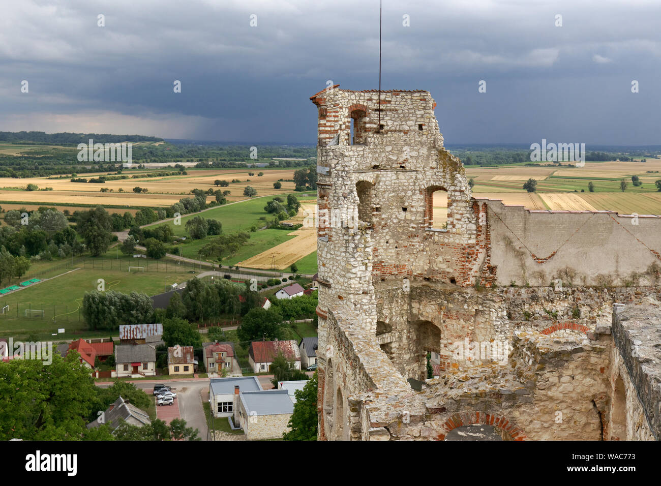 JANOWIEC - POLAND July 11 2019: Ruins of 16th century Kazimierz Dolny Castle defensive fortification Poland Stock Photo