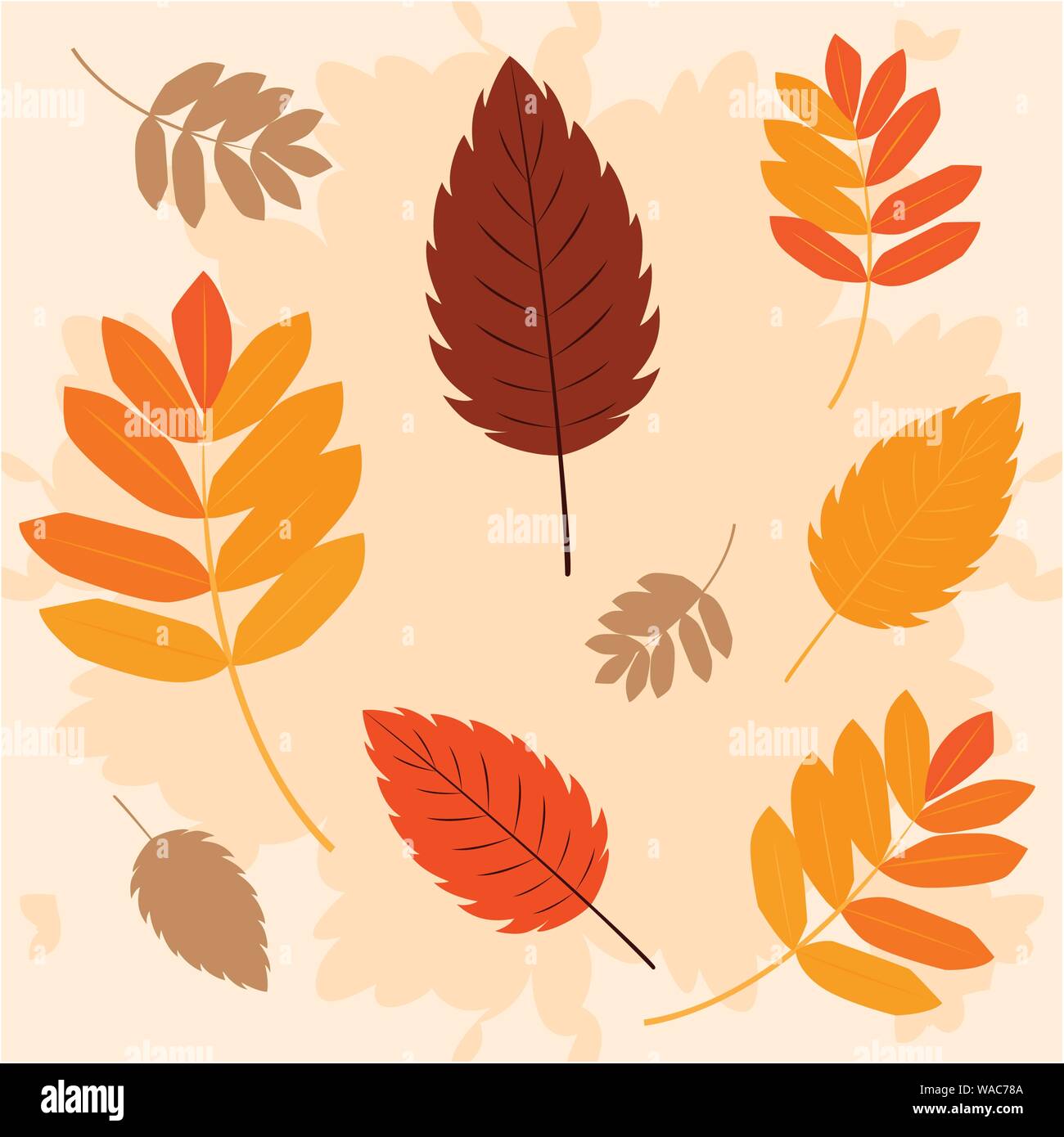 hello autumn poster with leafs pattern vector illustration design Stock ...