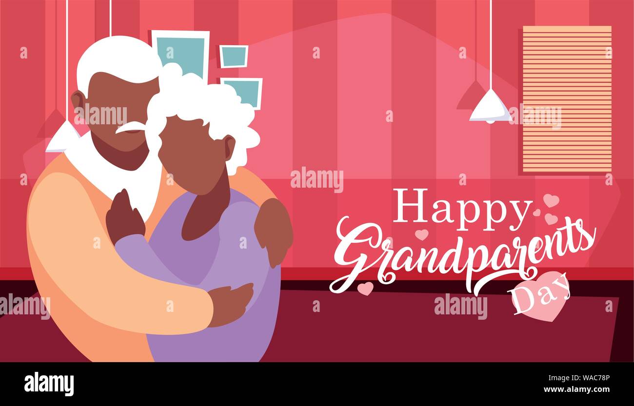 happy grandparents day poster with couple hugged vector illustration ...