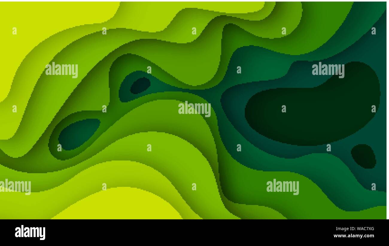 3D abstract background with green paper cut shapes. Vector design ...