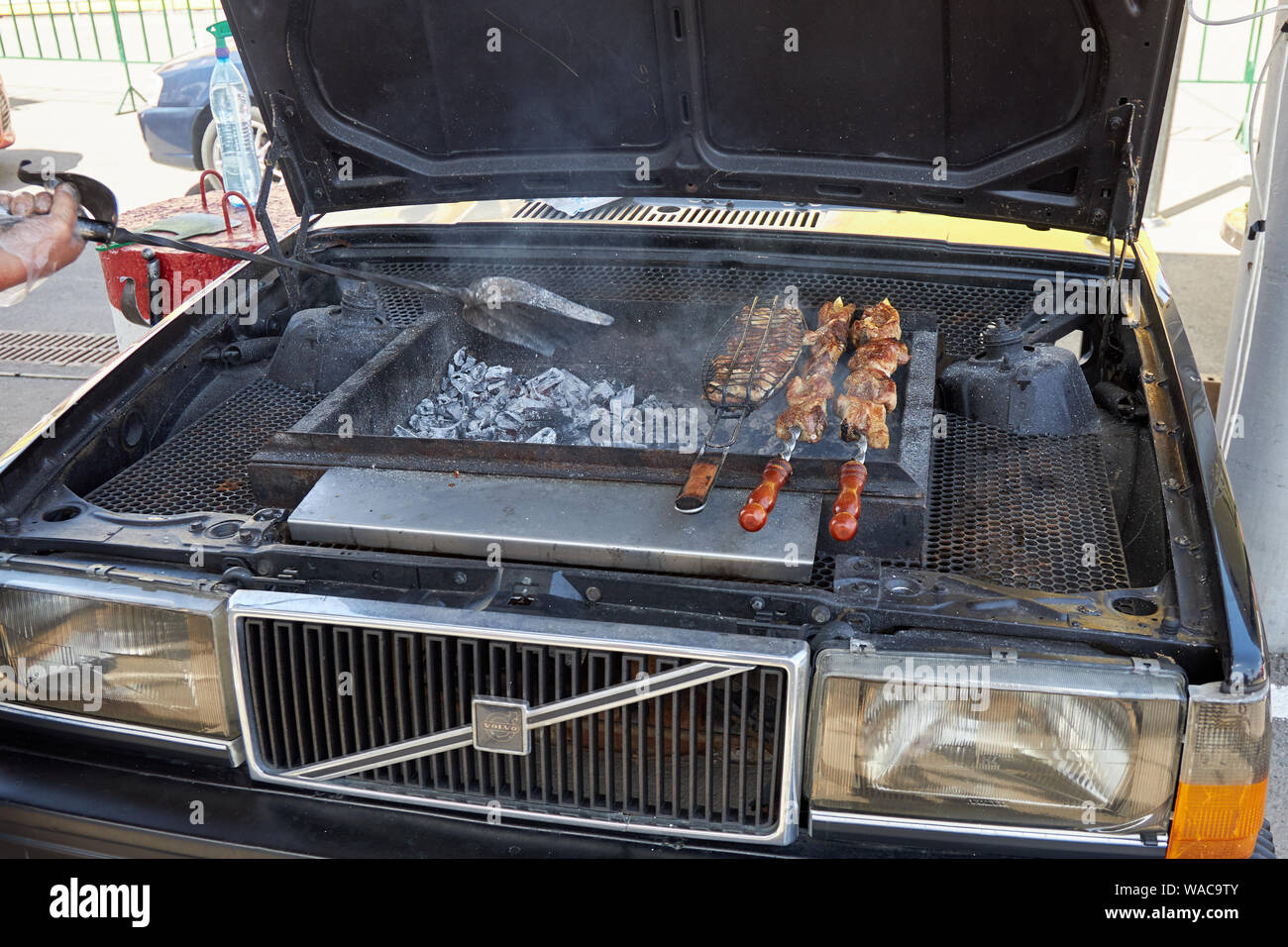 ROSTOV-ON-DON, RUSSIA, JUNE 16, 2019: Unique grill made under the hood of  the old Volvo car Stock Photo - Alamy