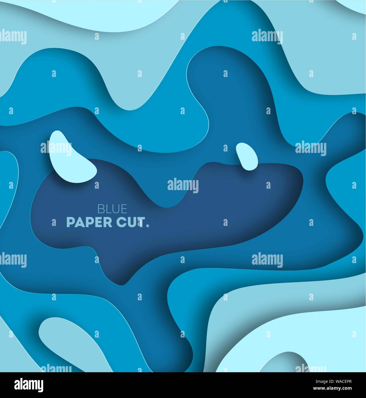3D abstract blue wave background with paper cut shapes. Vector design ...