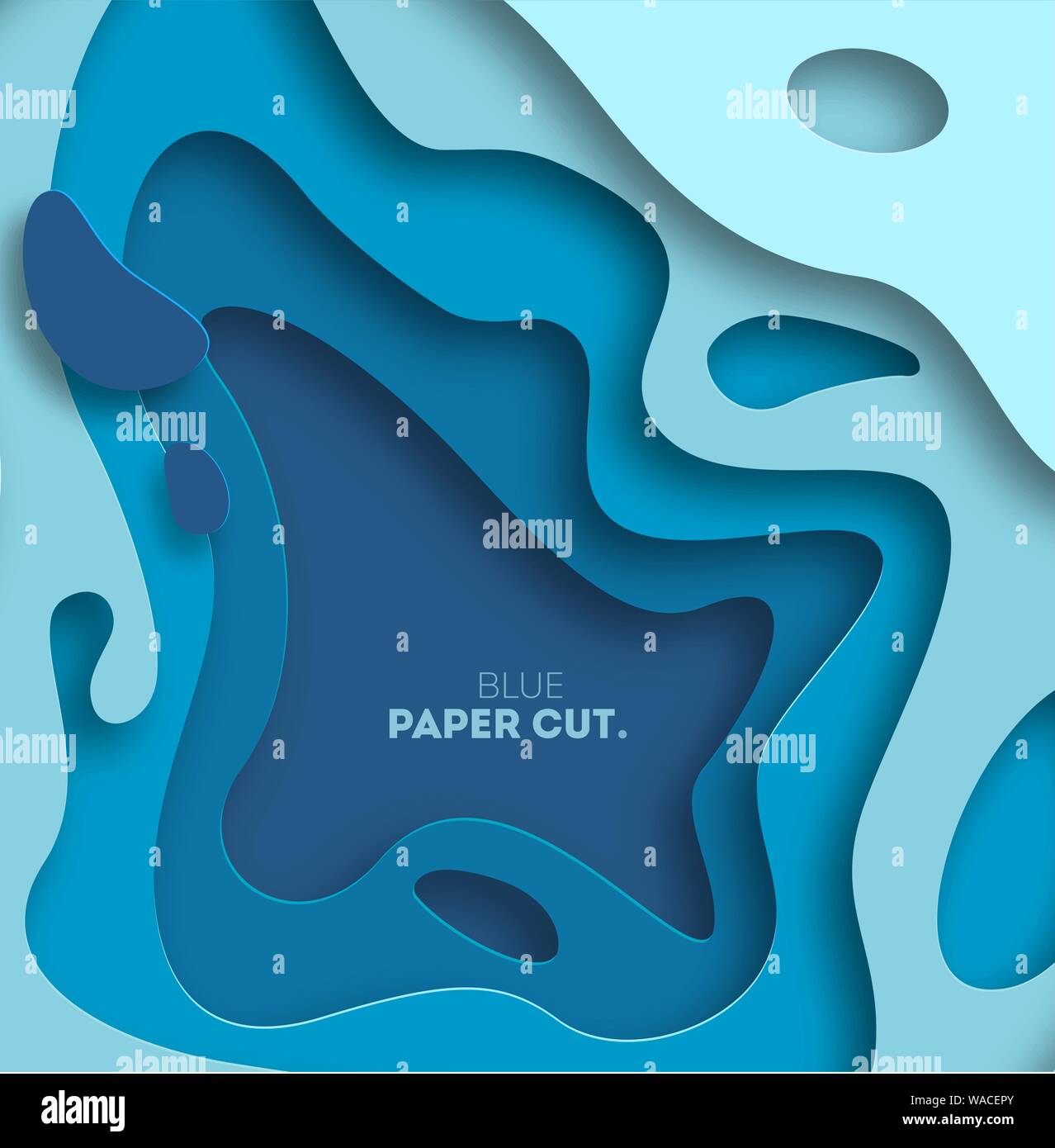 3D abstract blue wave background with paper cut shapes. Vector design ...