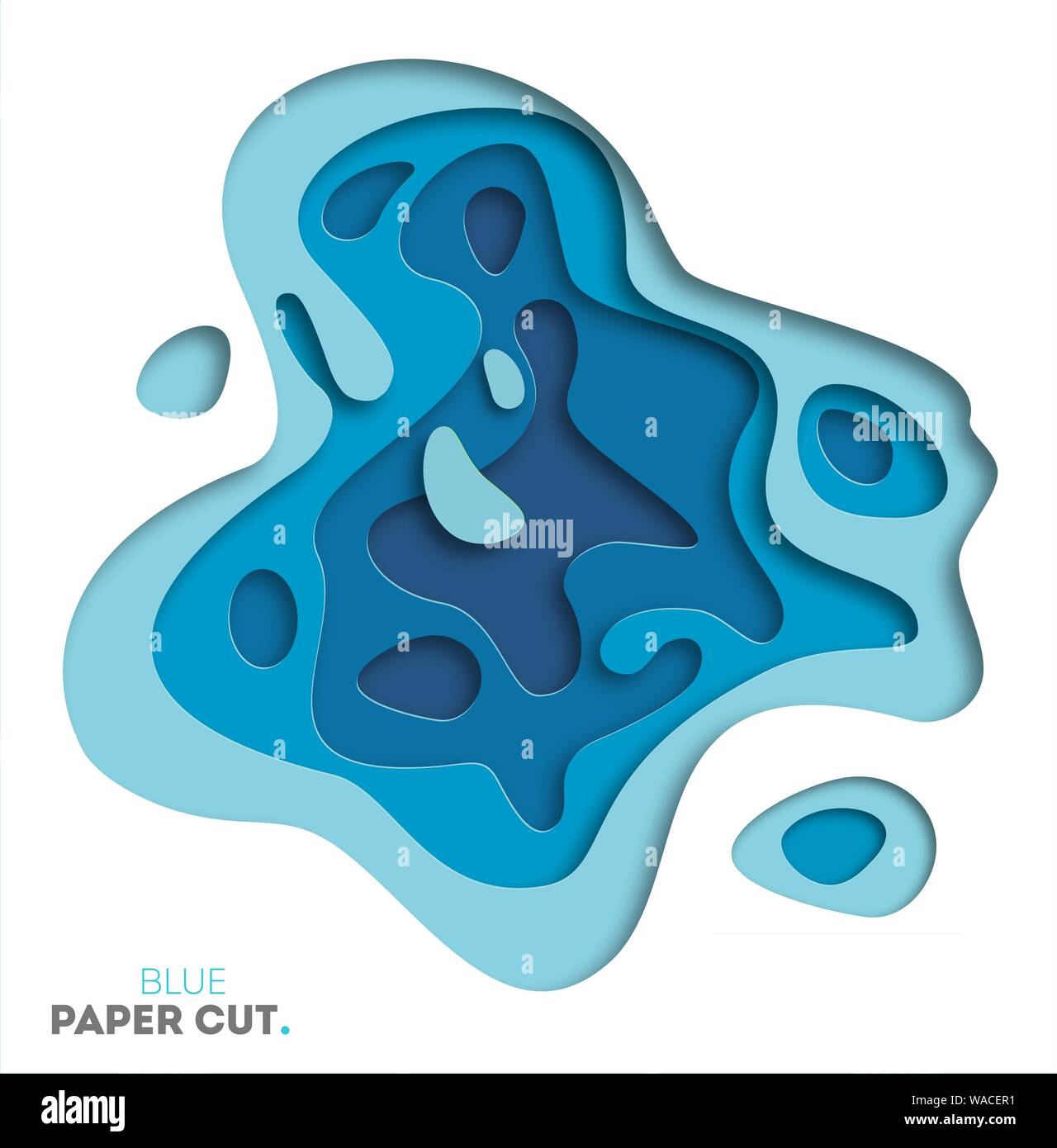 3D abstract blue wave background with paper cut shapes. Vector design ...