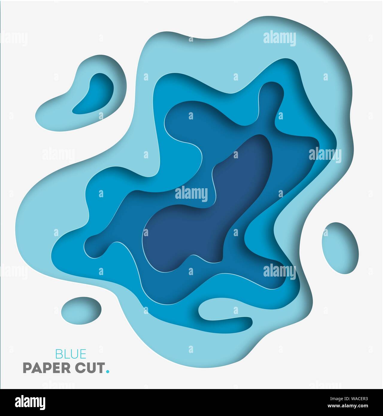 3D abstract blue wave background with paper cut shapes. Vector design ...
