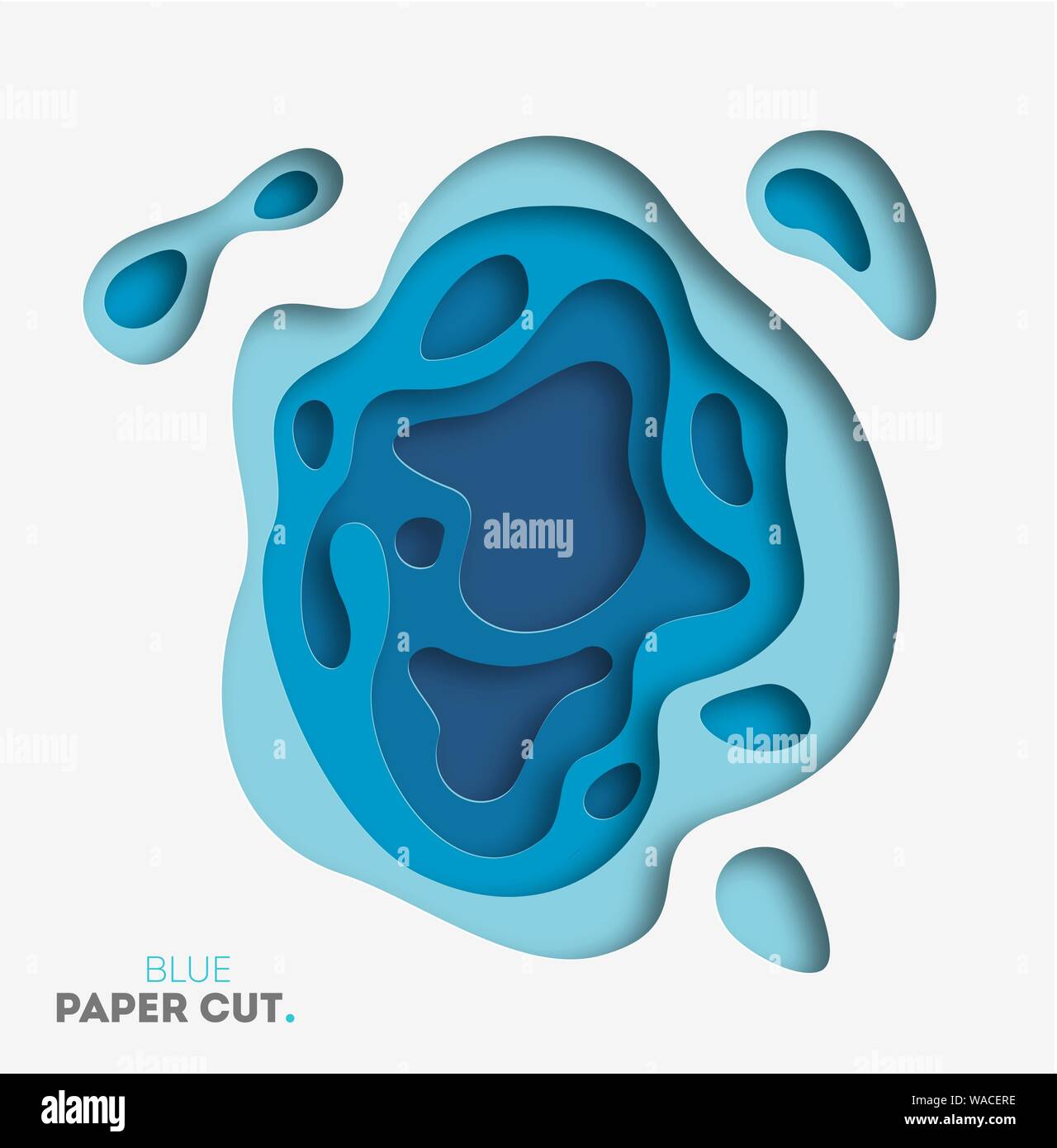 3D abstract blue wave background with paper cut shapes. Vector design ...