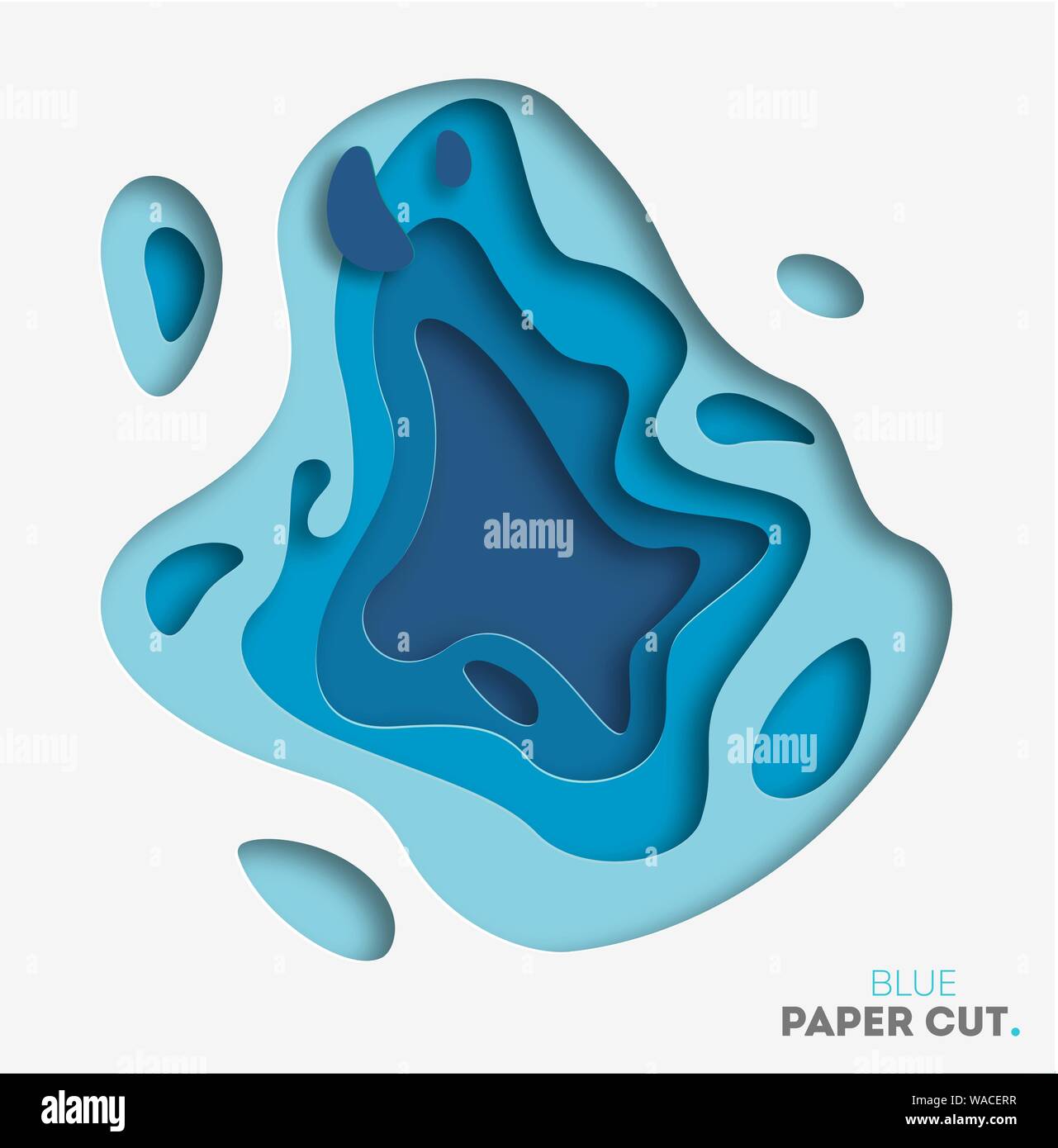 3D abstract blue wave background with paper cut shapes. Vector design ...