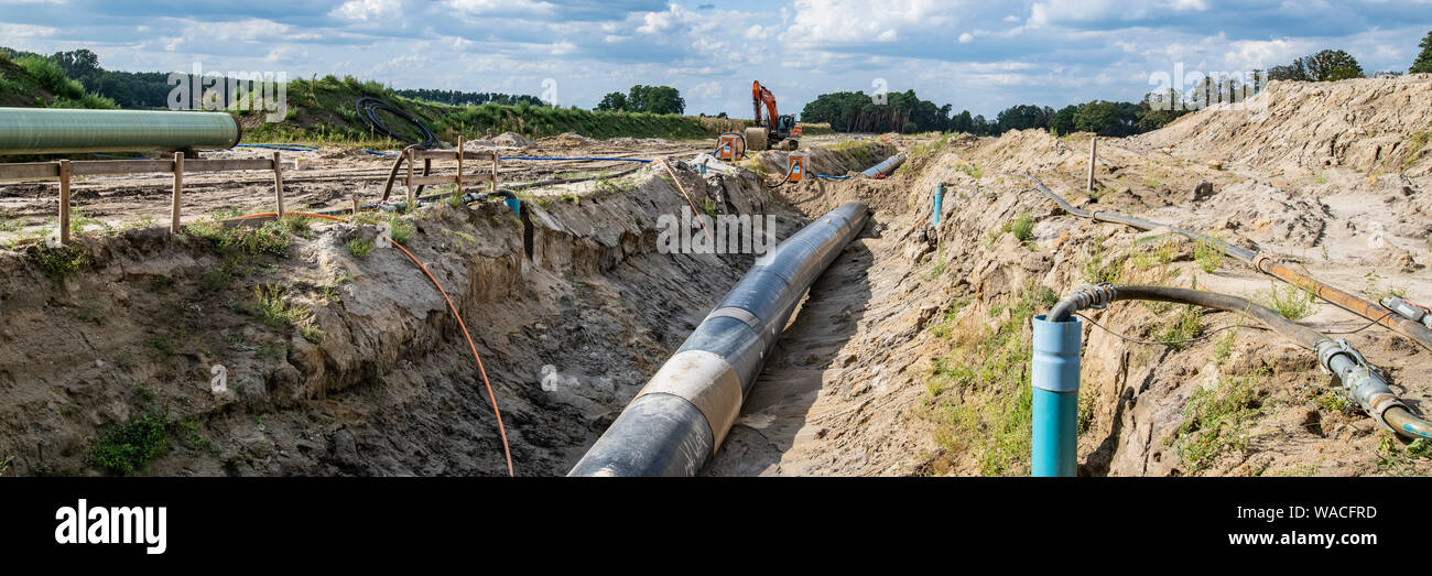 Construction site of EUGAL-gas pipeline  between Germany and the Czech Republic near Lucka, Saxony. Stock Photo