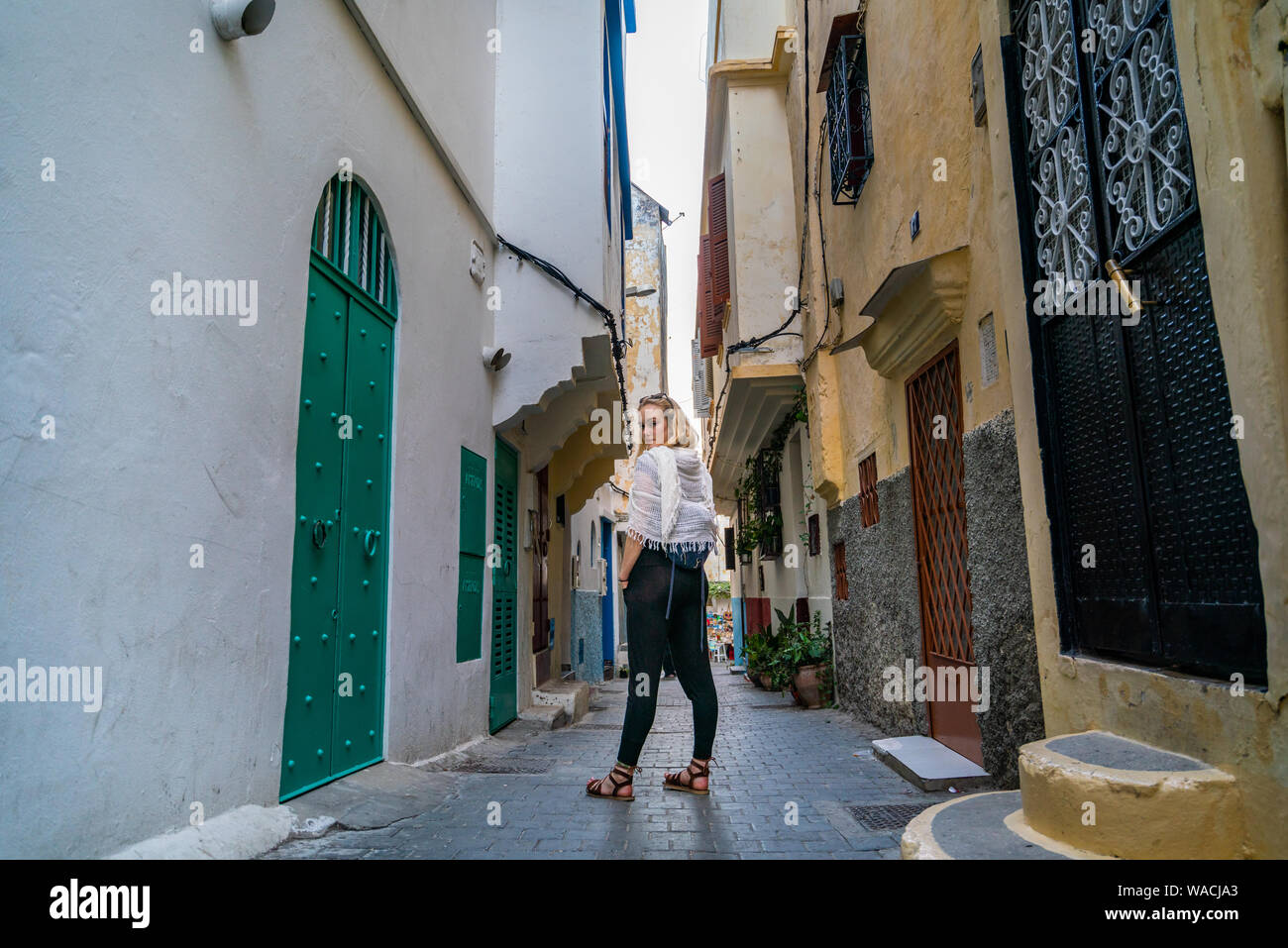 Fashion shoot in Tangier, Morocco Stock Photo