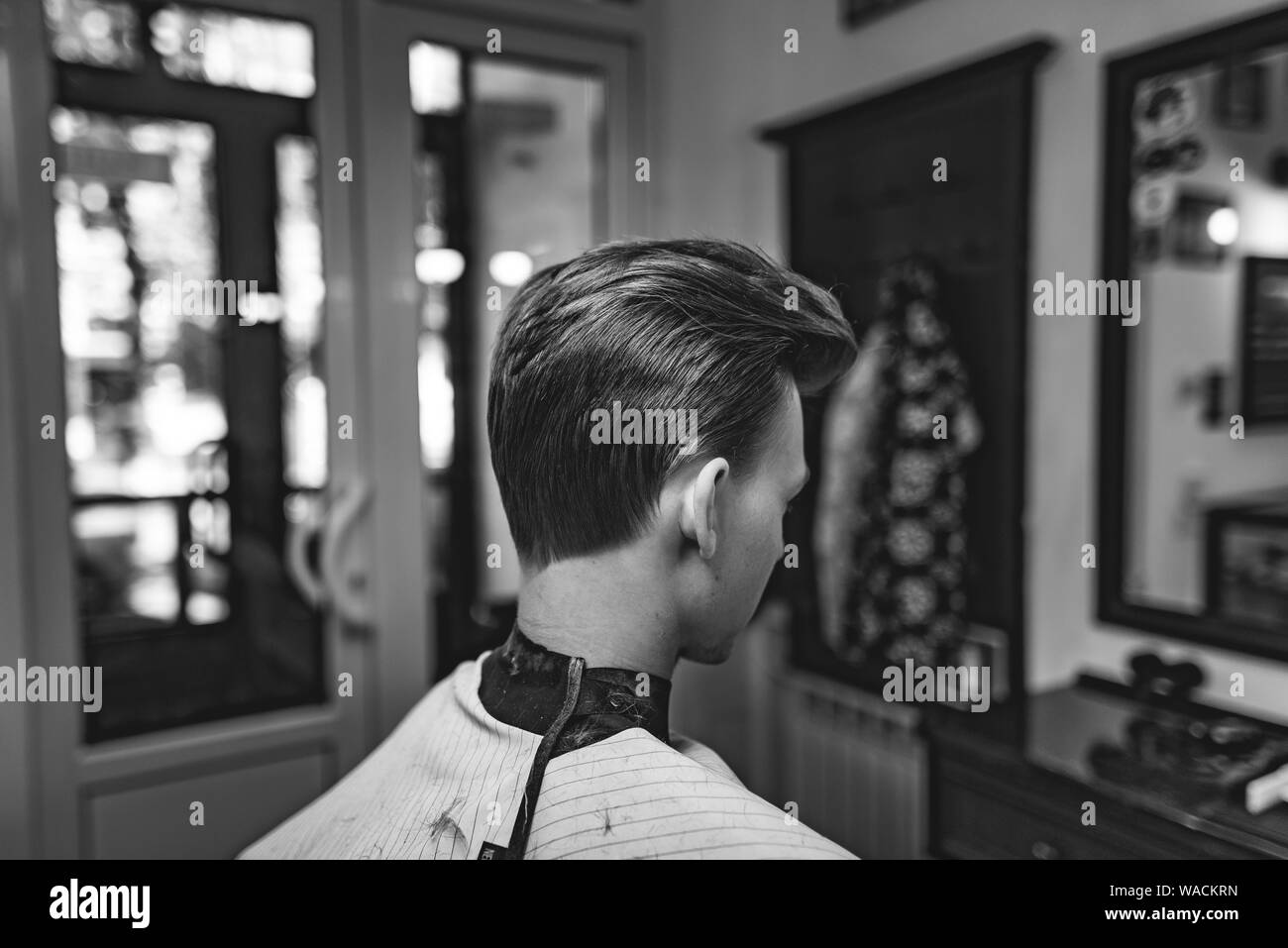 Men S Haircut And Hair Styling In A Barbershop Retro Photo Stock