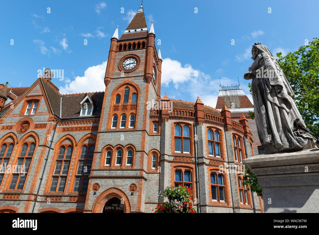 The facade of Reading Town Hall,Blagrave Street, Reading,  Berkshire, England, UK Stock Photo