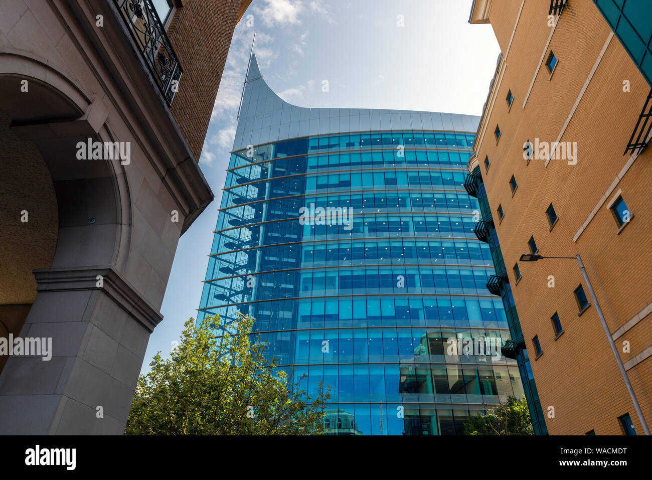 Reading scenes with the prominent striking new landmark tower building