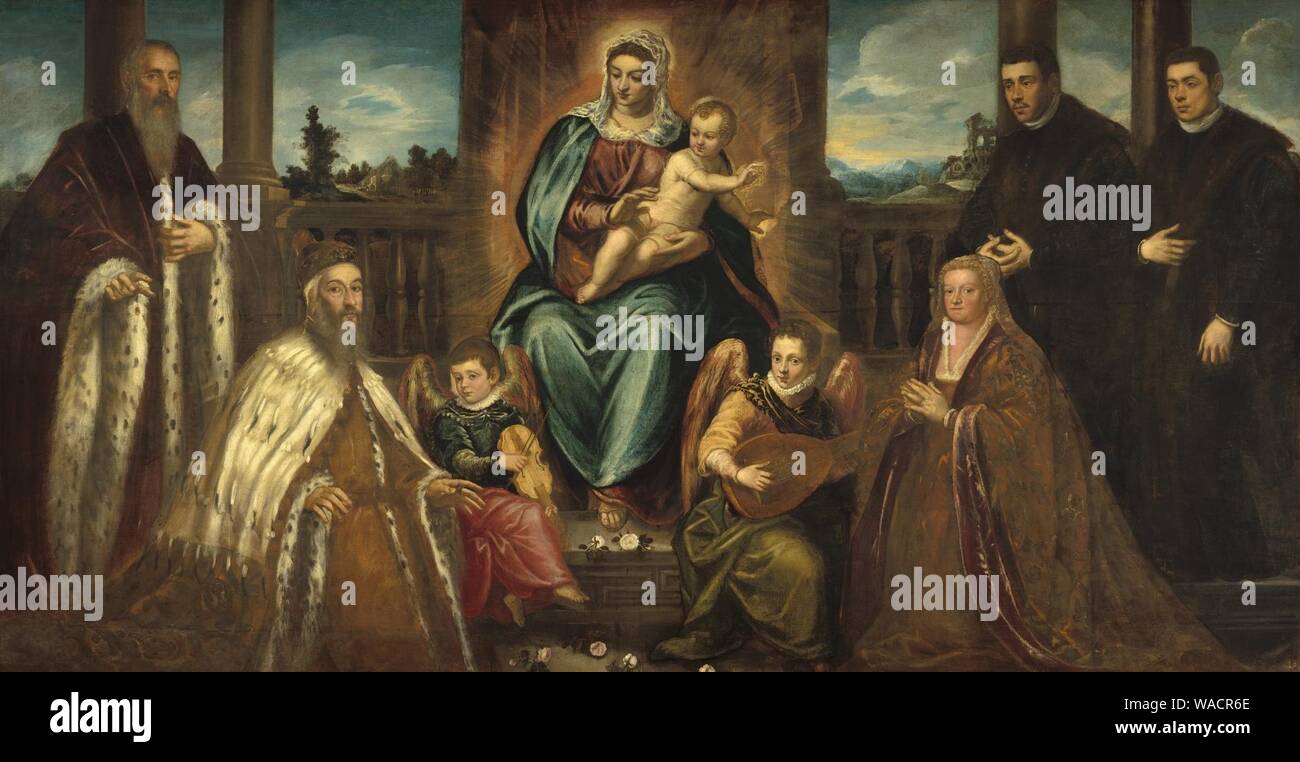 Doge Alvise Mocenigo and Family before the Madonna and Child A30151. Stock Photo