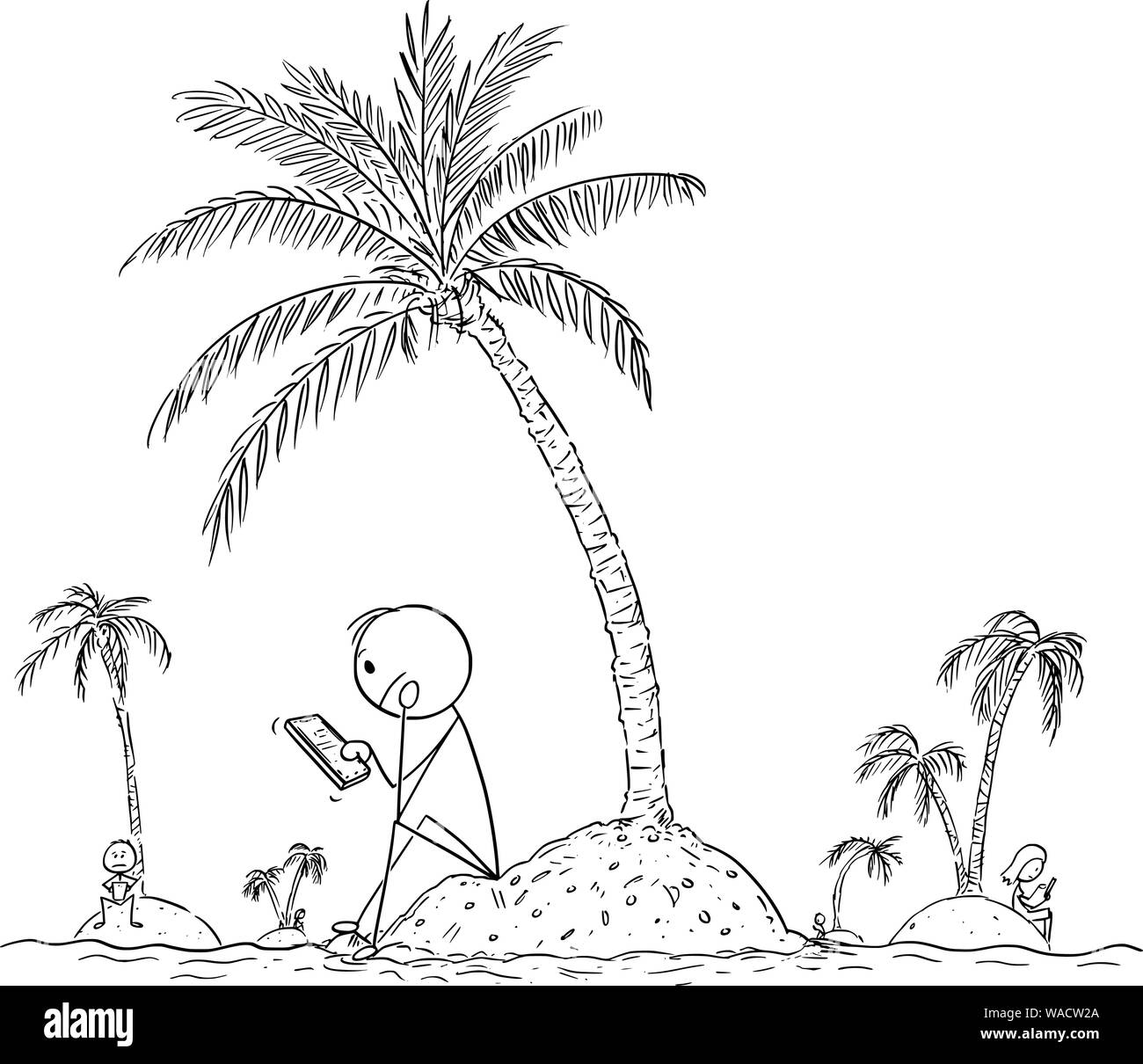 Vector Cartoon Stick Figure Drawing Conceptual Illustration Of
