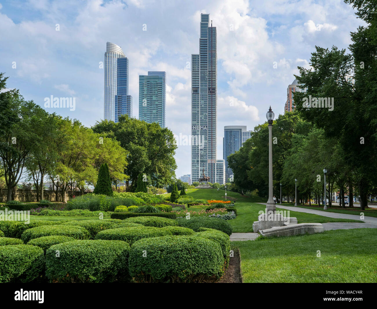Formal Gardens and General John Logan Statue. Grant Park, Chicago