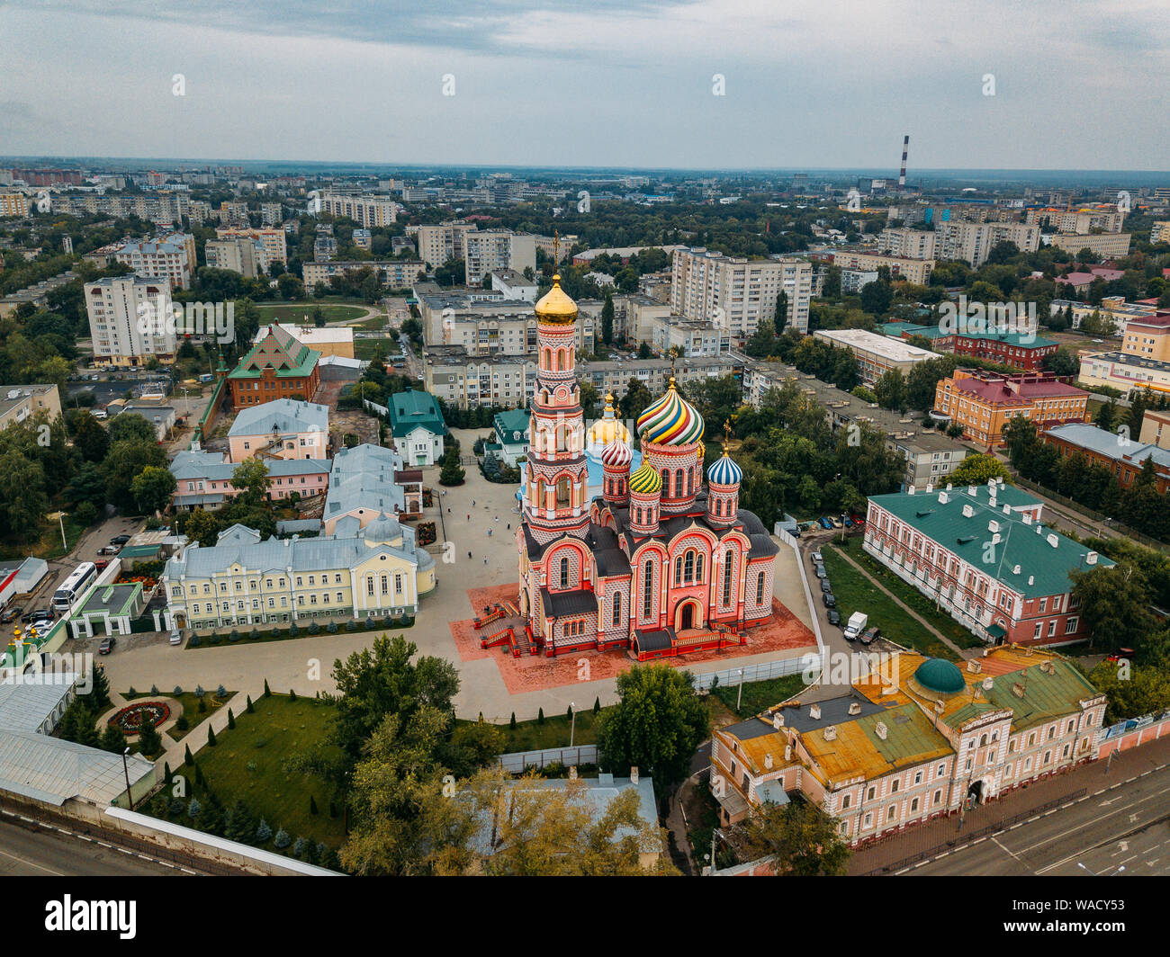 Aerial view from drone of Ascension Monastery in Tambov, Russia Stock ...