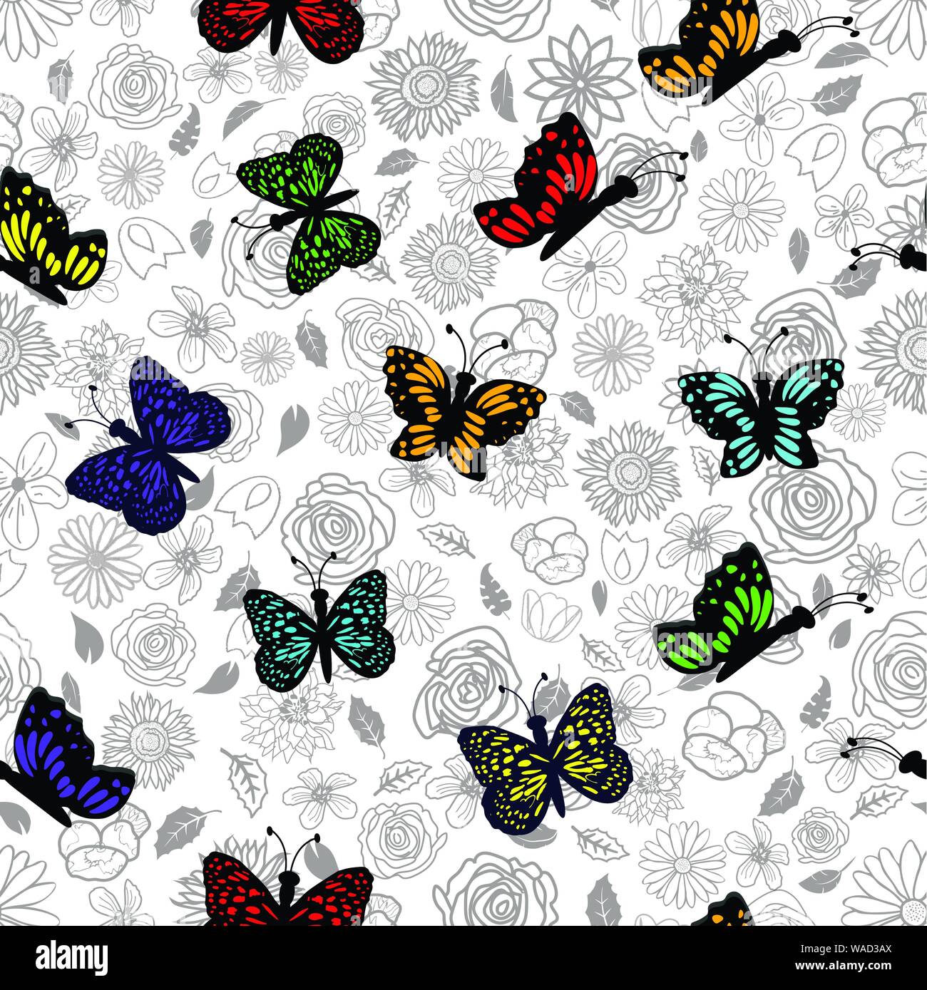 Black butterfly hand drawn Stock Vector Images - Alamy