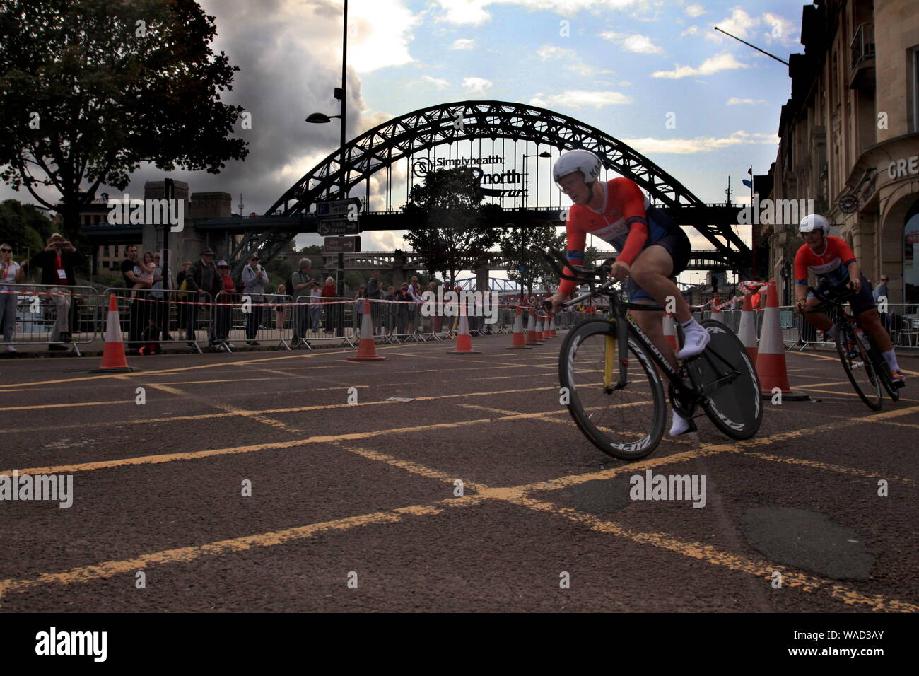 Newcastle upon Tyne, UK, August 19th 2019, Great Britain Transplant Cycling Team taking part in World Transplant Games on Newcastle's Quayside, Credit: David Whinham/Alamy Live News Stock Photo