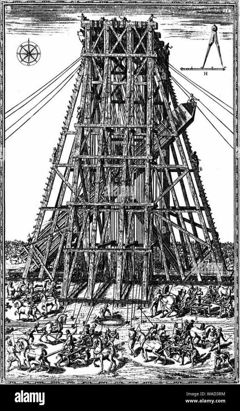 Domenico Fontana, Lowering of Vatican Obelisk, Rome, 1586. Stock Photo