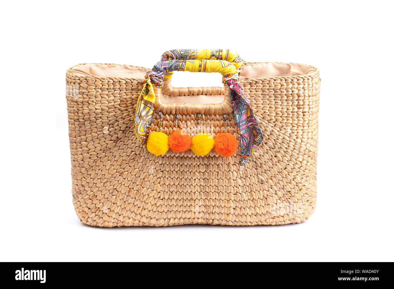 Woven Handmade Bag for Women,Thai handicraft woman basketry isolate on white background Stock Photo