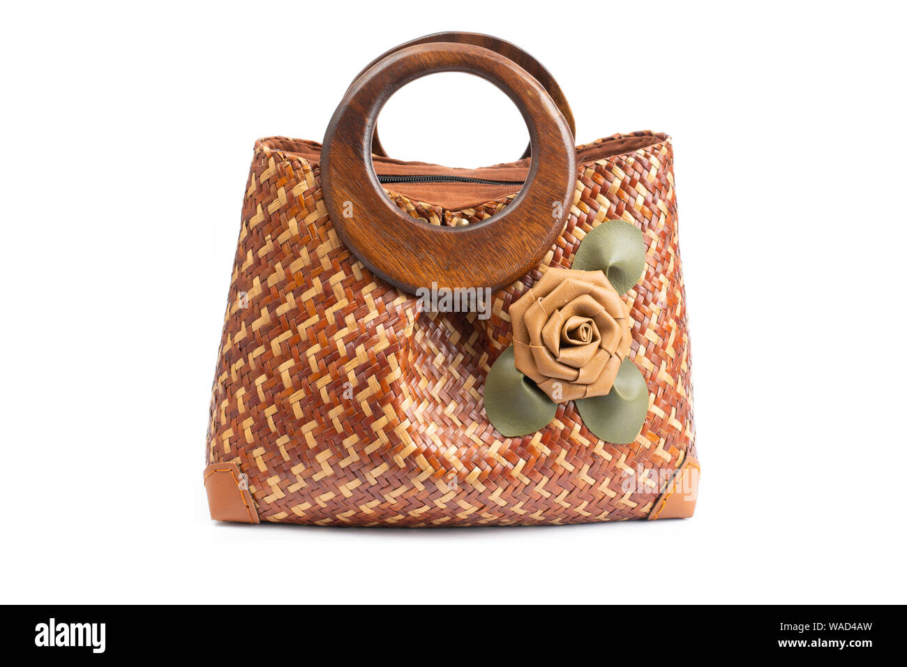 Woven Handmade Bag for Women,Thai handicraft woman basketry isolate on white background Stock Photo