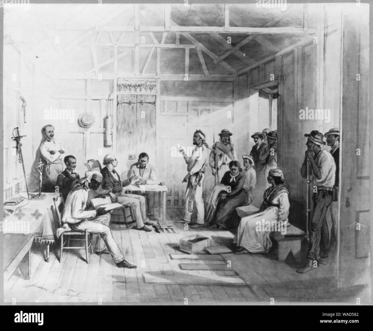 Dominican Republic, 1871- The wife of Salnave being tried before a Justice of the Peace for an assault in Samana City Stock Photo