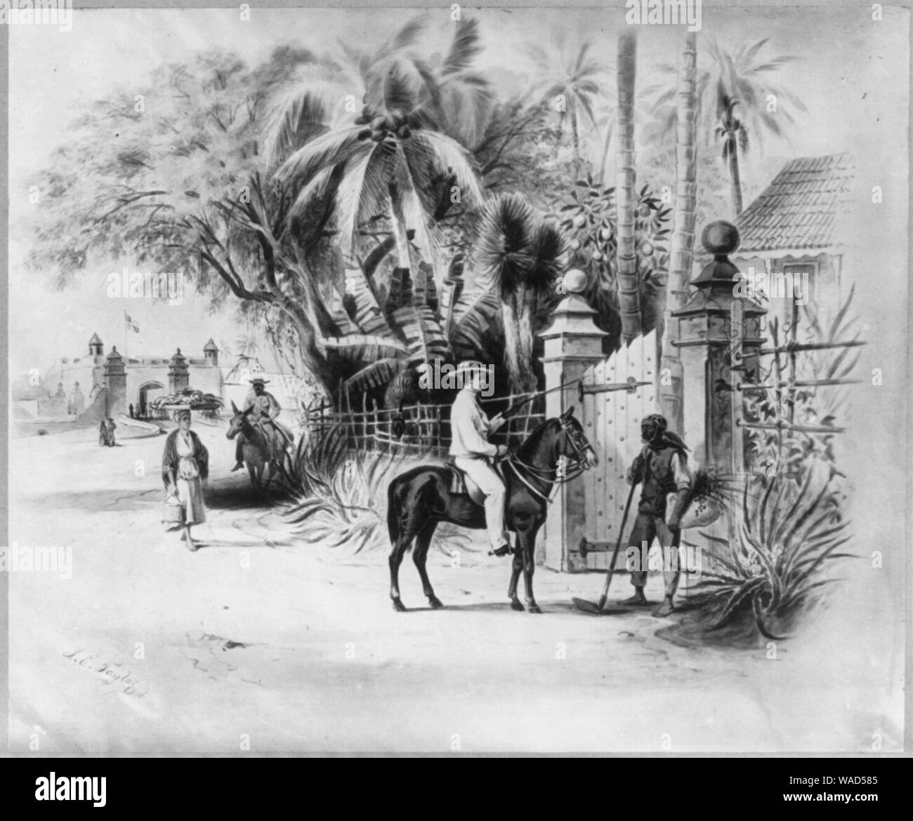Dominican Republic, 1871)- Entrance to Dameon Baez's residence, one half mile to the west of the limits of Santo Domingo City on the Haina Road Stock Photo