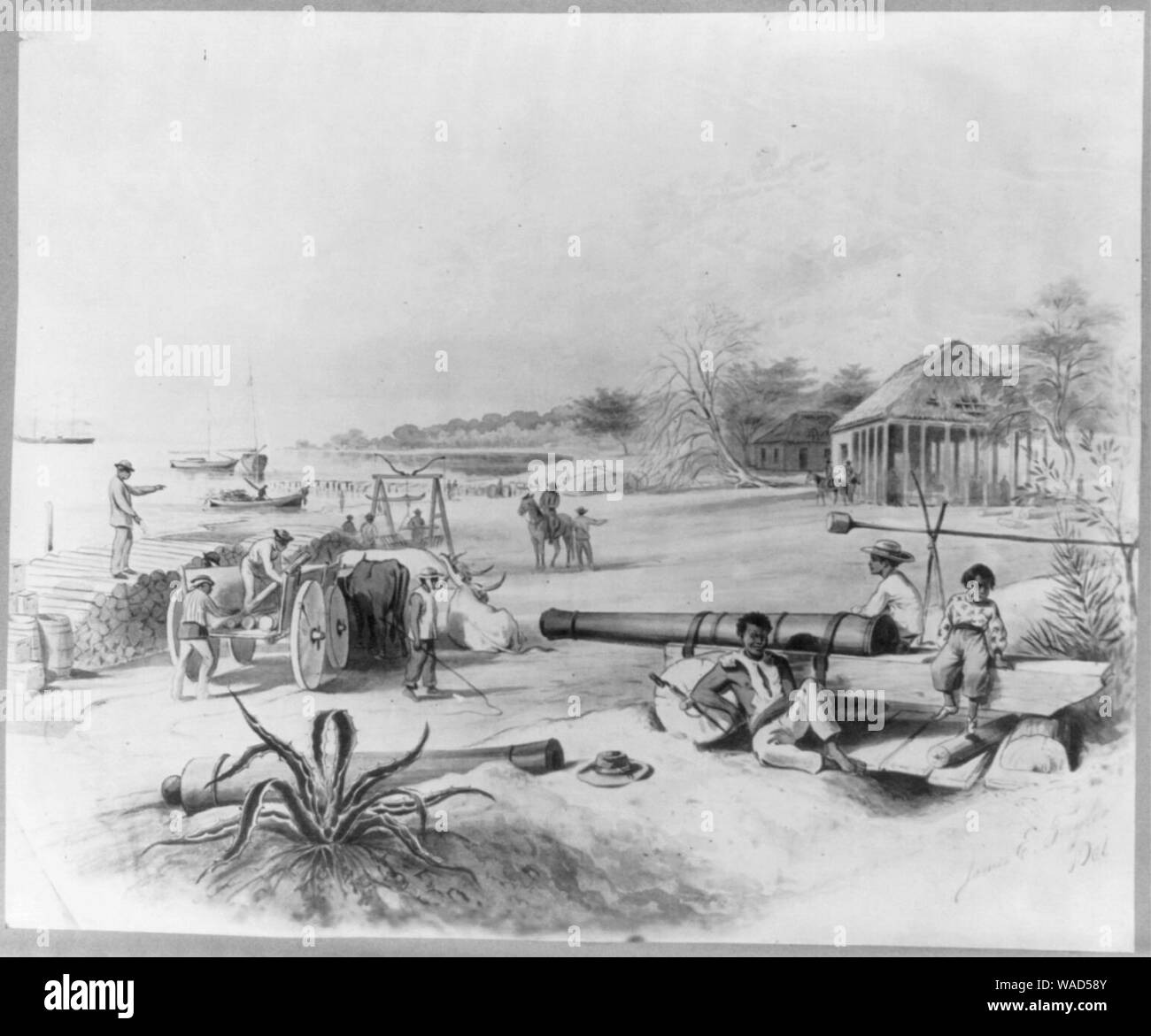 Dominican Republic, 1871)- View of Ocoa Bay, the Azua port, or embarkadero Stock Photo