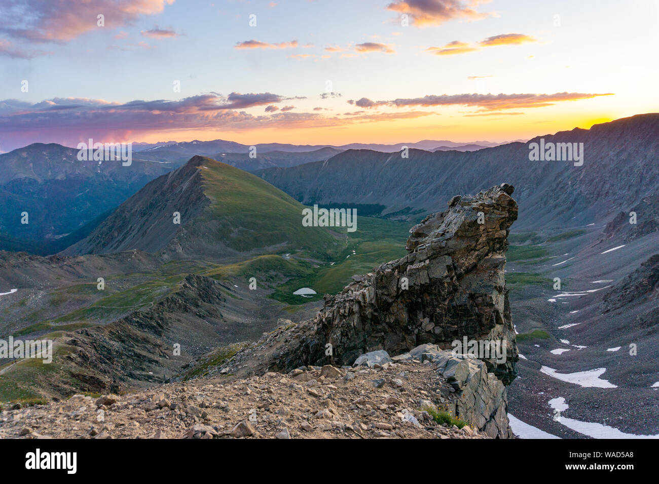 View from gray's peak as the sun rises Stock Photo