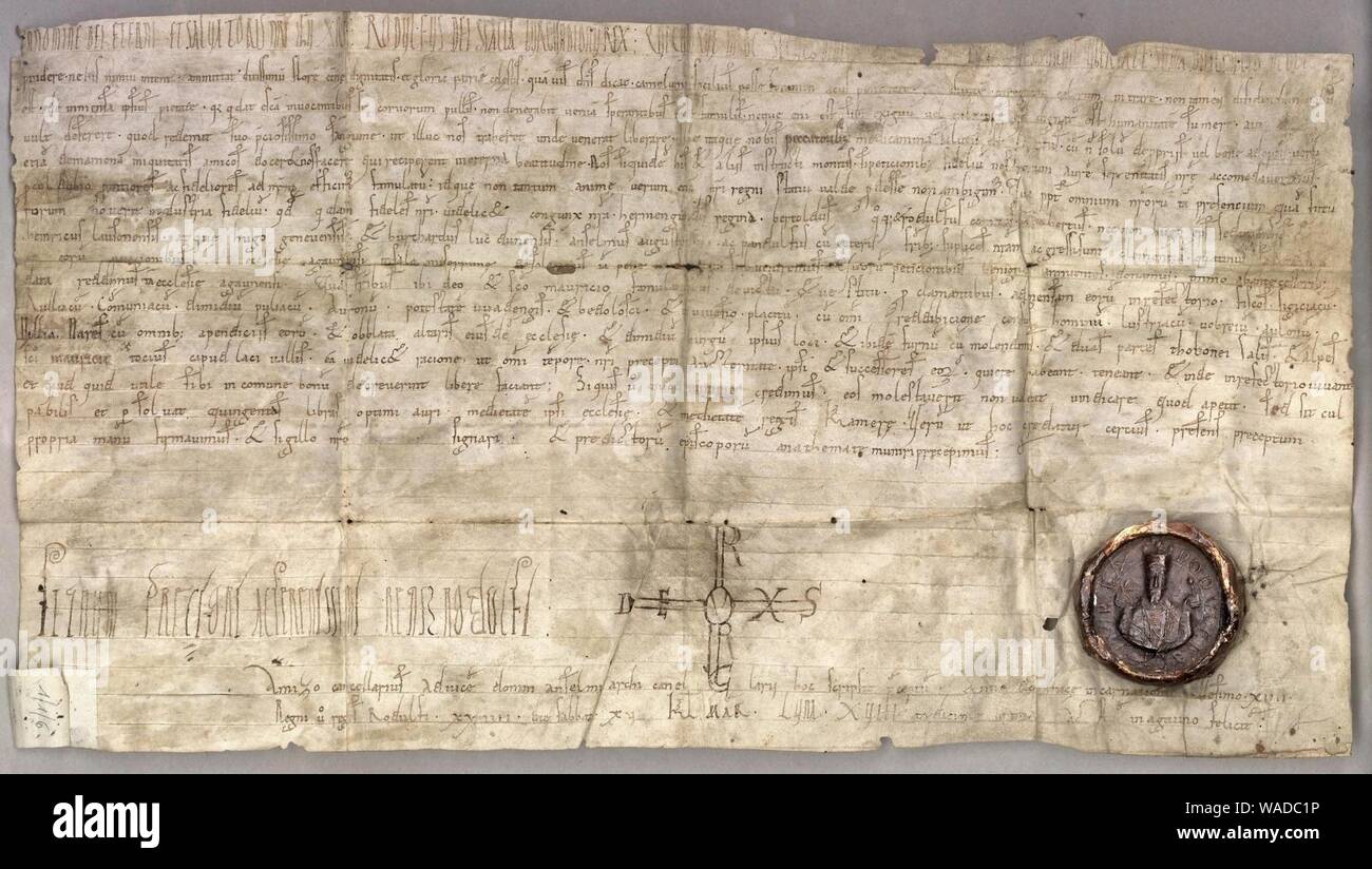 Donation du roi de Bourgogne Rodolphe III à l'abbaye SaintMaurice (15